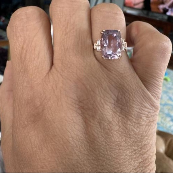 SOLD Effy 6.75ct Pink Amethyst And Diamond Ring $3,750 14kt Rose Gold - Picture 7 of 16